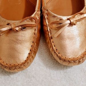 Ralph Lauren Gold Metalic Leather Moccasins